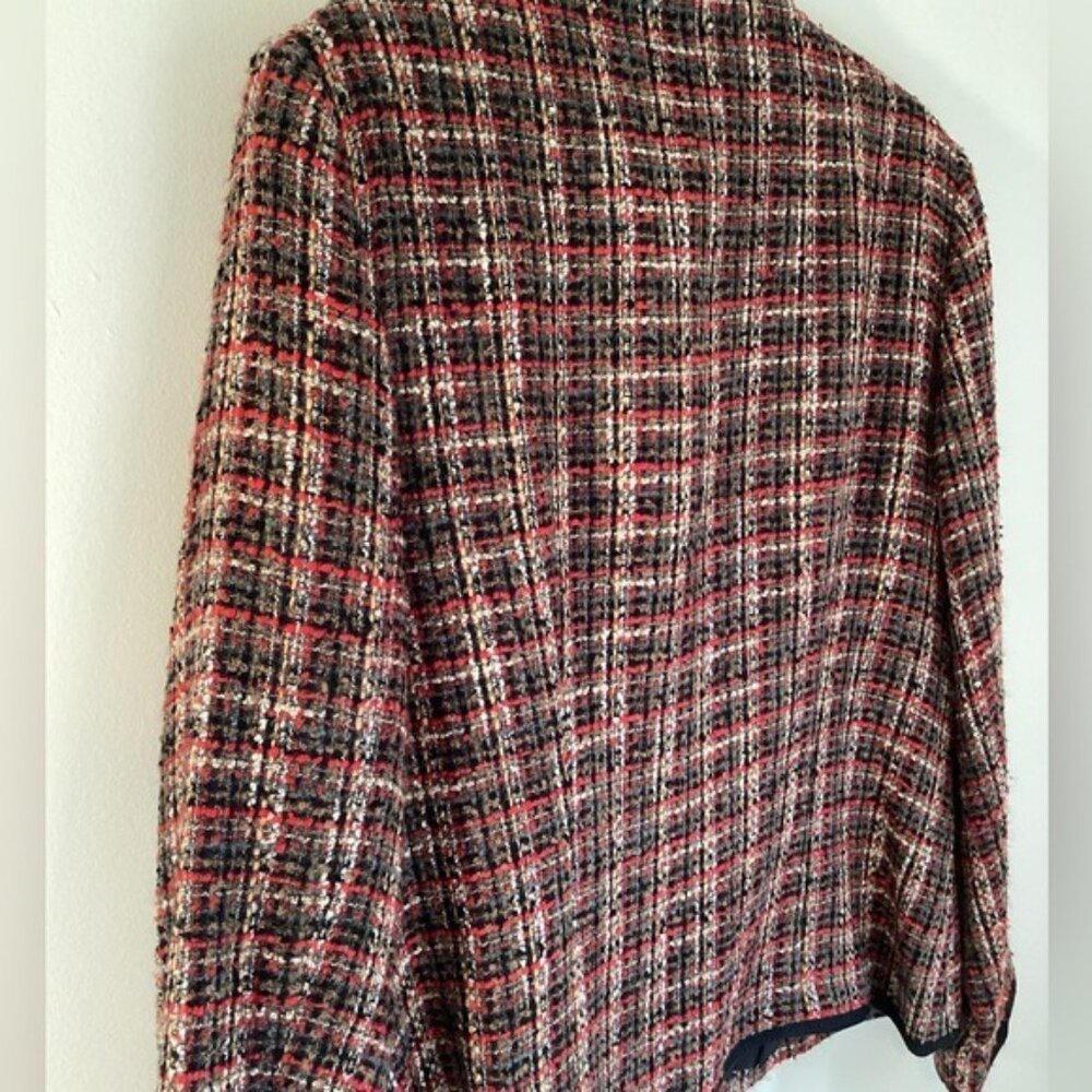 Vintage Sag Harbor Red/Black Plaid Zip-Up Jacket Size 12 Petite - Picture 3 of 8